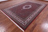 Red Persian Bijar Hand Knotted Wool & Silk Rug - 8' 1" X 11' 8" - Golden Nile