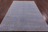 Grey Modern Hand Knotted Wool & Silk Rug - 6' 1" X 9' 1" - Golden Nile