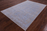 Grey Modern Hand Knotted Wool & Silk Rug - 6' 1" X 9' 1" - Golden Nile