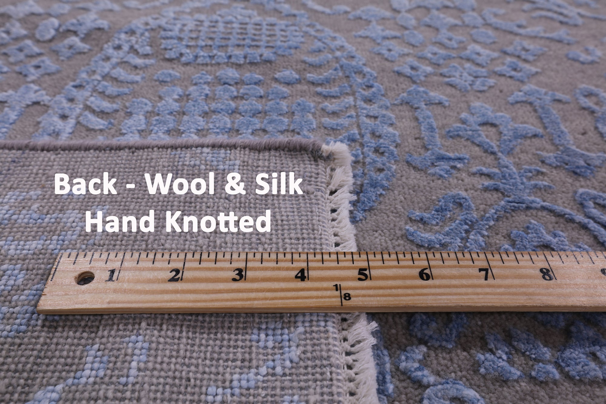 Grey Modern Hand Knotted Wool & Silk Rug - 6' 1" X 9' 1" - Golden Nile
