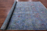 Blue Full Pile Overdyed Handmade Wool Rug - 8' 10" X 11' 6" - Golden Nile
