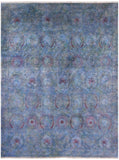 Blue Full Pile Overdyed Handmade Wool Rug - 8' 10" X 11' 6" - Golden Nile