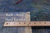 Blue Full Pile Overdyed Handmade Wool Rug - 8' 10" X 11' 6" - Golden Nile