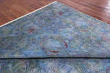 Blue Full Pile Overdyed Handmade Wool Rug - 8' 10" X 11' 6" - Golden Nile