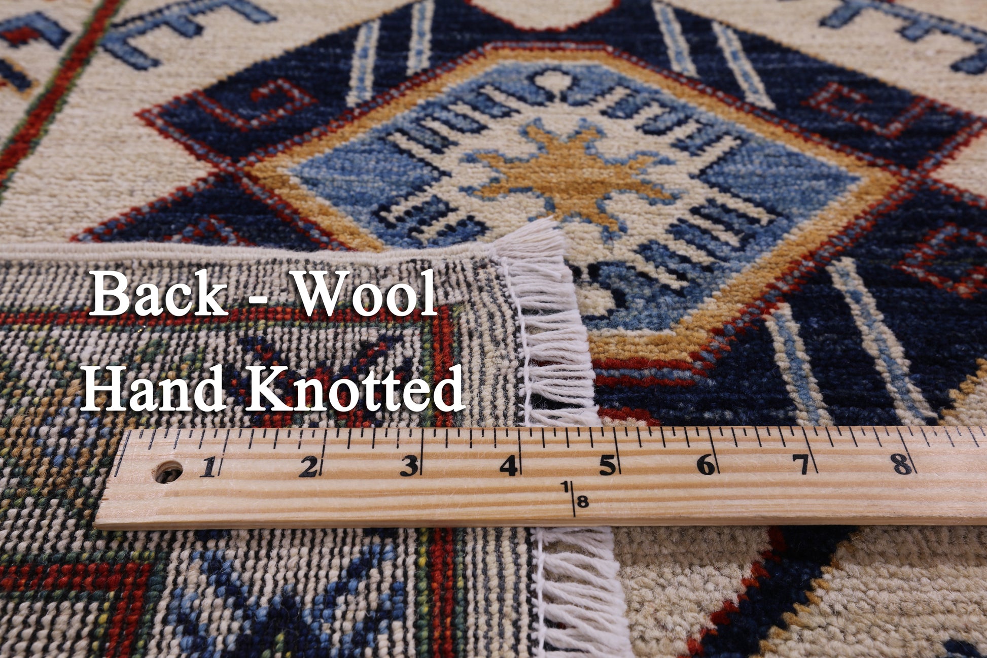 Ivory Super Kazak Hand Knotted Wool Rug - 4' 10" X 7' 6" - Golden Nile