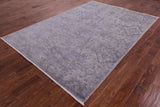 Grey Full Pile Overdyed Handmade Wool Rug - 6' 1" X 8' 10" - Golden Nile