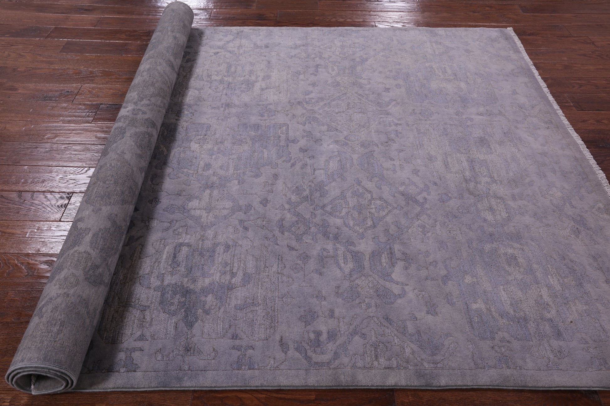 Grey Full Pile Overdyed Handmade Wool Rug - 6' 1" X 8' 10" - Golden Nile