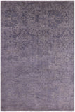 Grey Full Pile Overdyed Handmade Wool Rug - 6' 1" X 8' 10" - Golden Nile
