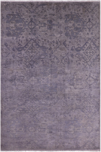 Grey Full Pile Overdyed Handmade Wool Rug - 6' 1" X 8' 10" - Golden Nile
