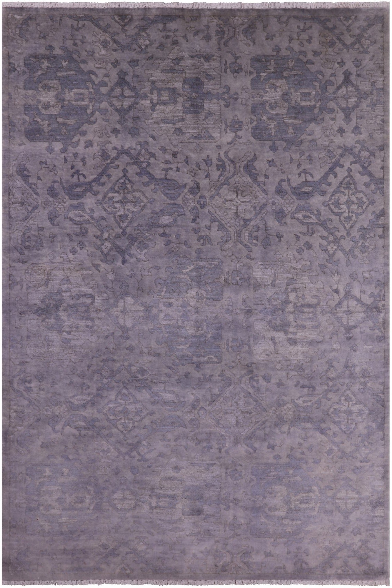 Grey Full Pile Overdyed Handmade Wool Rug - 6' 1" X 8' 10" - Golden Nile