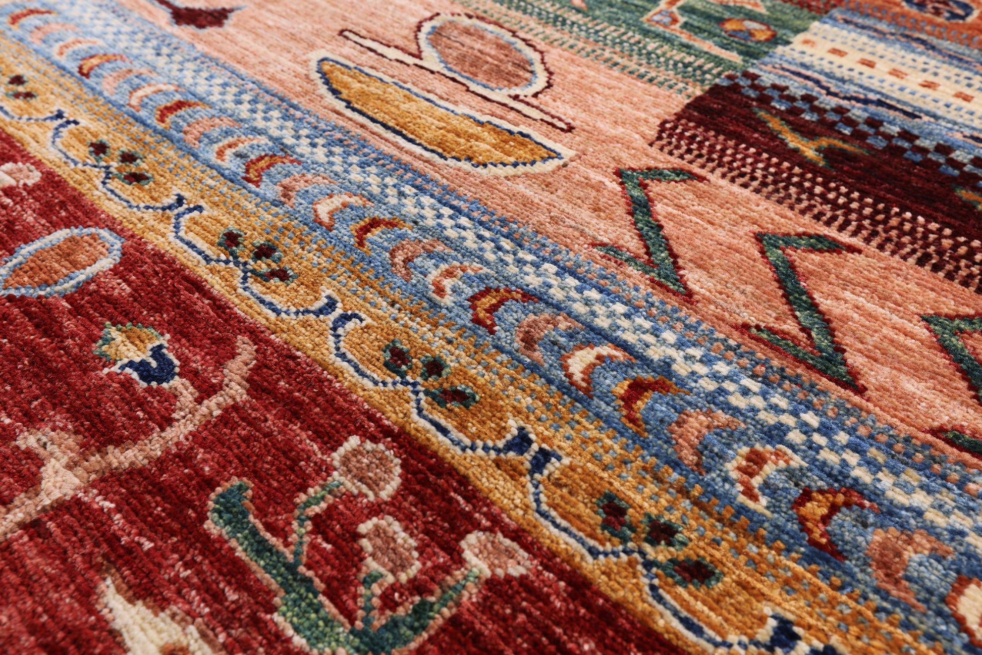 Tribal Gabbeh Hand Knotted Wool Rug - 5' 9" X 8' 1" - Golden Nile
