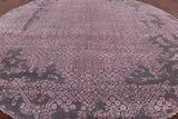 Grey Round Modern Hand Knotted Wool & Silk Rug - 10' 0" X 10' 0" - Golden Nile