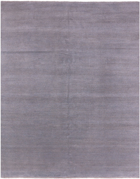 Grey Savannah Grass Hand Knotted Wool & Silk Rug - 8' 1" X 10' 3" - Golden Nile