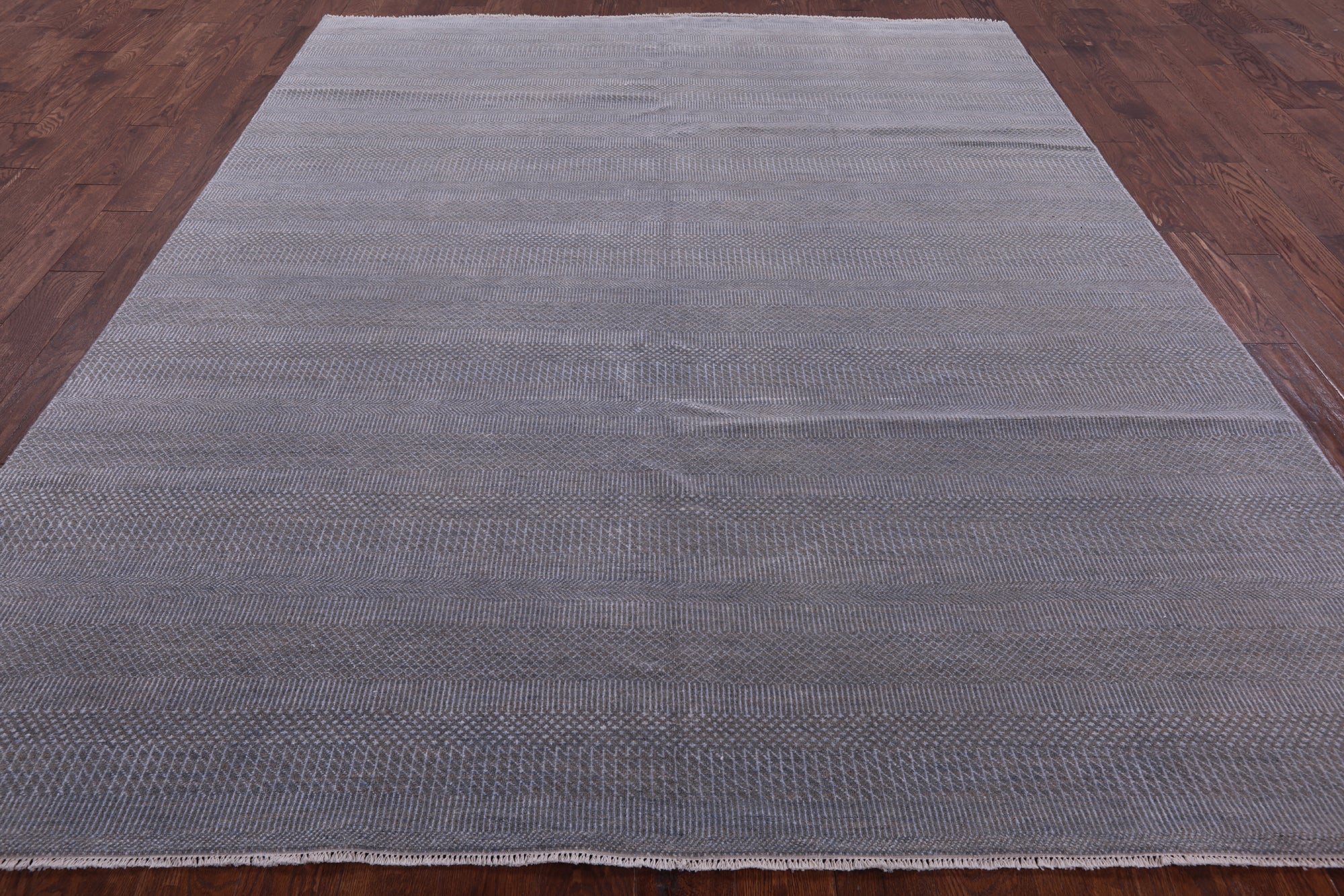 Grey Savannah Grass Hand Knotted Wool & Silk Rug - 8' 1" X 10' 3" - Golden Nile