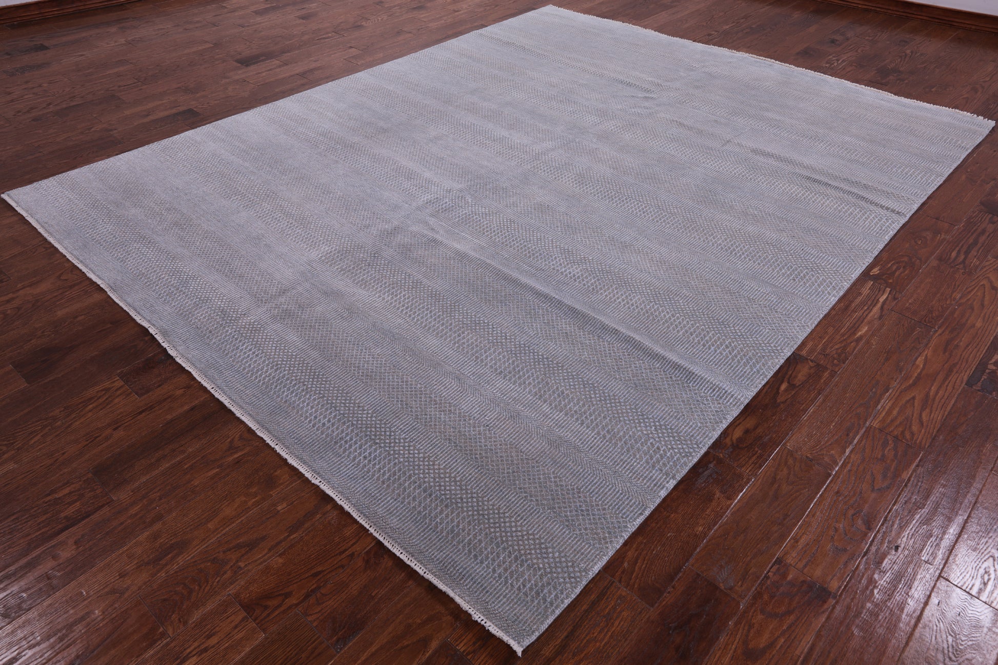 Grey Savannah Grass Hand Knotted Wool & Silk Rug - 8' 1" X 10' 3" - Golden Nile