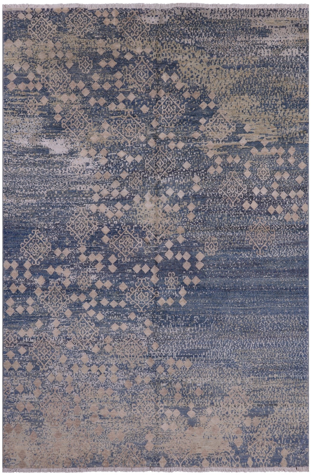 Modern Handmade Wool & Silk Rug - 6' 2" X 9' 0" - Golden Nile