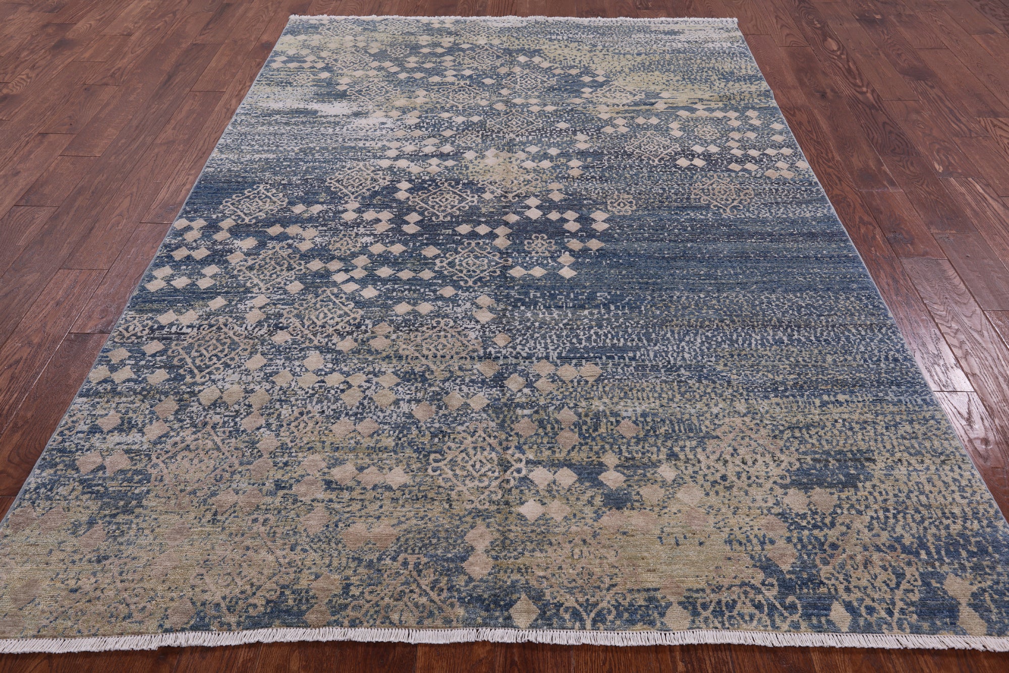 Modern Handmade Wool & Silk Rug - 6' 2" X 9' 0" - Golden Nile