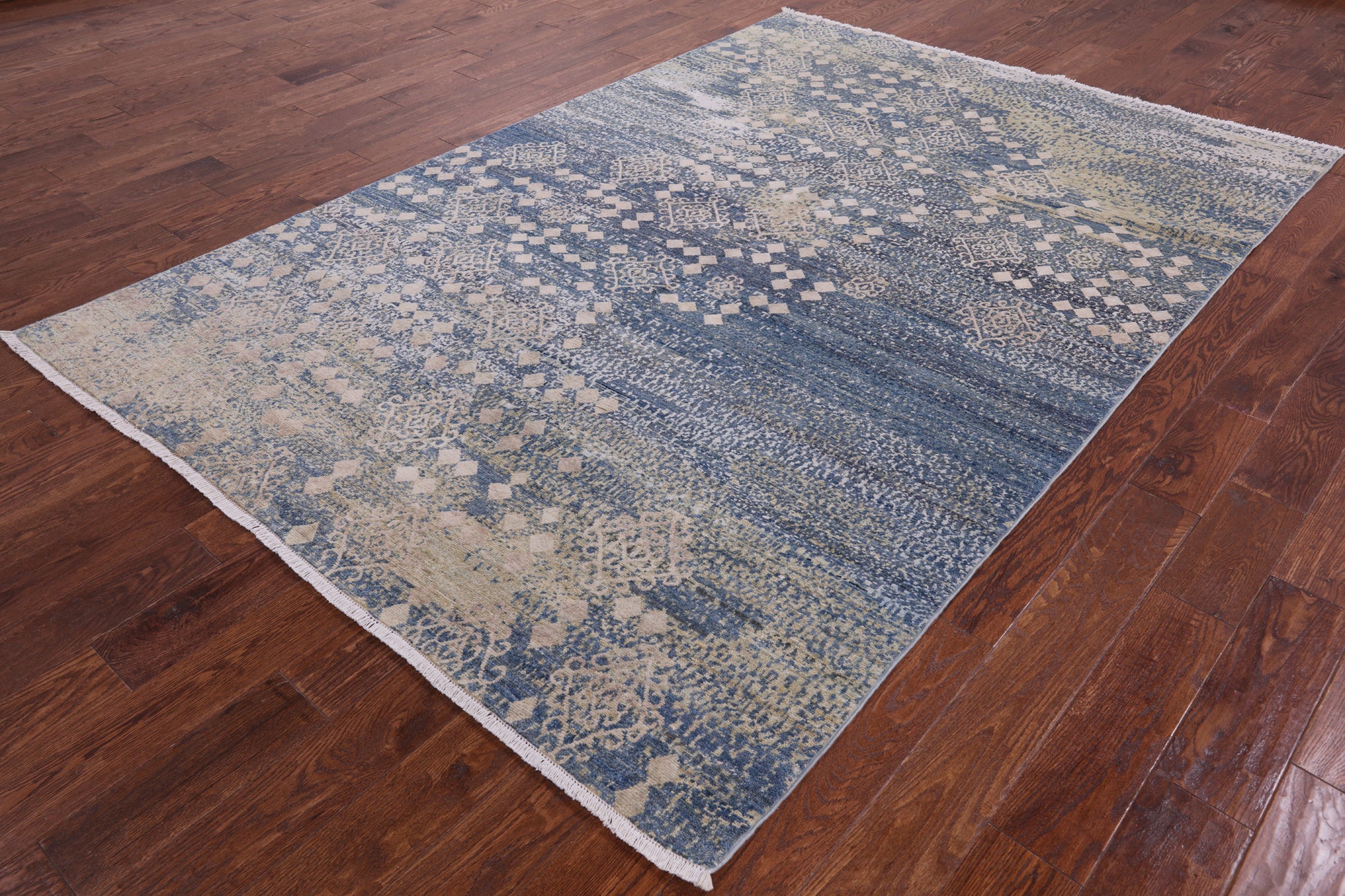 Modern Handmade Wool & Silk Rug - 6' 2" X 9' 0" - Golden Nile