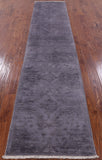 Grey Full Pile Overdyed Hand Knotted Wool Runner Rug - 2' 7" X 11' 10" - Golden Nile