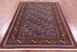 Blue Super Kazak Hand Knotted Wool Rug - 4' 4" X 5' 10" - Golden Nile