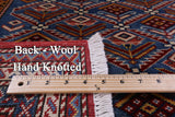 Blue Super Kazak Hand Knotted Wool Rug - 4' 4" X 5' 10" - Golden Nile