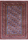 Blue Super Kazak Hand Knotted Wool Rug - 4' 4" X 5' 10" - Golden Nile