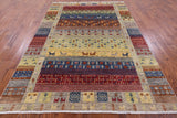 Tribal Gabbeh Handmade Wool Rug - 6' 10" X 9' 8" - Golden Nile