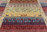 Tribal Gabbeh Handmade Wool Rug - 6' 10" X 9' 8" - Golden Nile