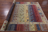 Tribal Gabbeh Handmade Wool Rug - 6' 10" X 9' 8" - Golden Nile