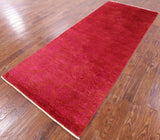 Full Pile Overdyed Hand Knotted Wool Runner Rug - 4' 2" X 10' 4" - Golden Nile