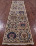 Ivory William Morris Hand Knotted Wool Runner Rug - 2' 7" X 10' 7" - Golden Nile