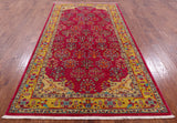 Pink William Morris Hand Knotted Wool Rug - 5' 3" X 9' 8" - Golden Nile