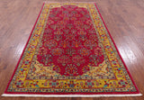 Pink William Morris Hand Knotted Wool Rug - 5' 3" X 9' 8" - Golden Nile