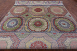 Geometric Persian Mamluk Hand Knotted Wool & Silk Rug - 8' 10" X 12' 0" - Golden Nile