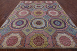 Geometric Persian Mamluk Hand Knotted Wool & Silk Rug - 8' 2" X 10' 0" - Golden Nile