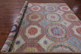 Geometric Persian Mamluk Hand Knotted Wool & Silk Rug - 8' 2" X 10' 1" - Golden Nile