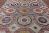 Geometric Persian Mamluk Hand Knotted Wool & Silk Rug - 8' 2" X 10' 1" - Golden Nile