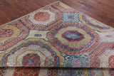 Geometric Persian Mamluk Hand Knotted Wool & Silk Rug - 8' 2" X 10' 1" - Golden Nile