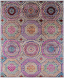 Geometric Persian Mamluk Hand Knotted Wool & Silk Rug - 8' 2" X 9' 9" - Golden Nile