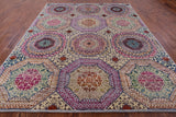 Geometric Persian Mamluk Hand Knotted Wool & Silk Rug - 8' 2" X 9' 9" - Golden Nile