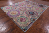 Geometric Persian Mamluk Hand Knotted Wool & Silk Rug - 8' 2" X 9' 9" - Golden Nile