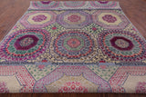 Geometric Persian Mamluk Hand Knotted Wool & Silk Rug - 8' 11" X 11' 11" - Golden Nile