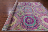 Geometric Persian Mamluk Hand Knotted Wool & Silk Rug - 8' 11" X 11' 11" - Golden Nile