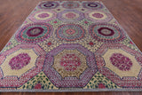 Geometric Persian Mamluk Hand Knotted Wool & Silk Rug - 8' 11" X 11' 11" - Golden Nile