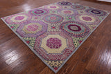 Geometric Persian Mamluk Hand Knotted Wool & Silk Rug - 8' 11" X 11' 11" - Golden Nile