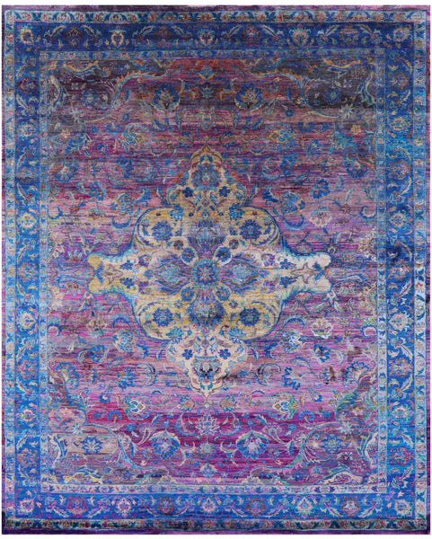 Persian Hand Knotted Silk Rug - 7' 11" X 9' 9" - Golden Nile