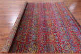 Red Persian Hand Knotted 100% Silk Rug - 7' 10" X 9' 8" - Golden Nile