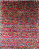 Red Persian Hand Knotted 100% Silk Rug - 7' 10" X 9' 8" - Golden Nile