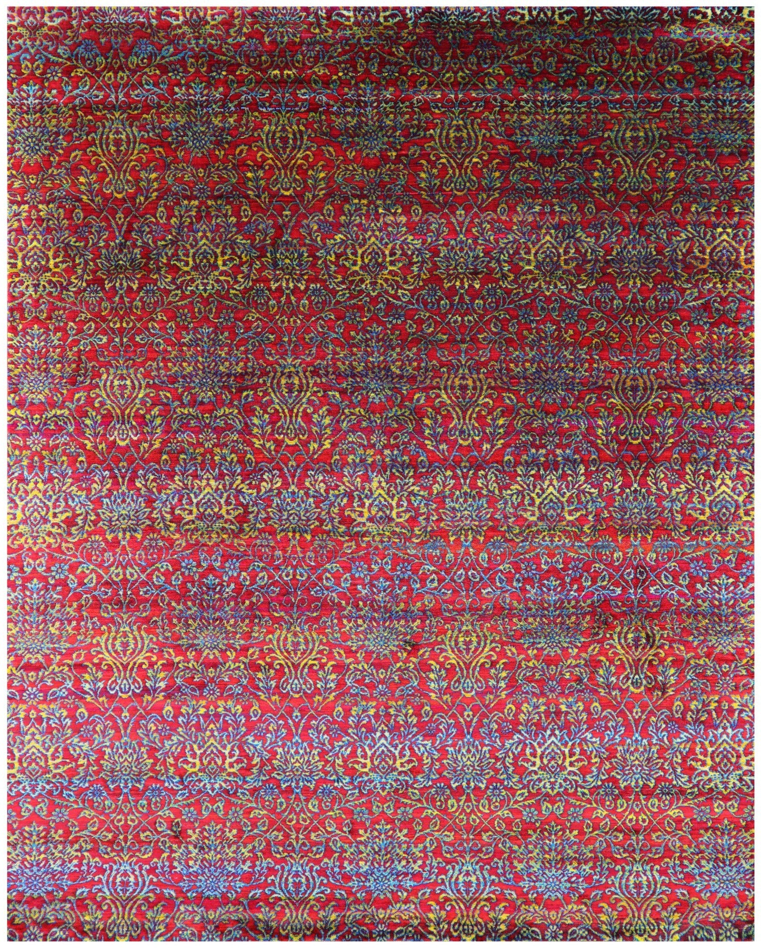Red Persian Hand Knotted 100% Silk Rug - 7' 10" X 9' 8" - Golden Nile