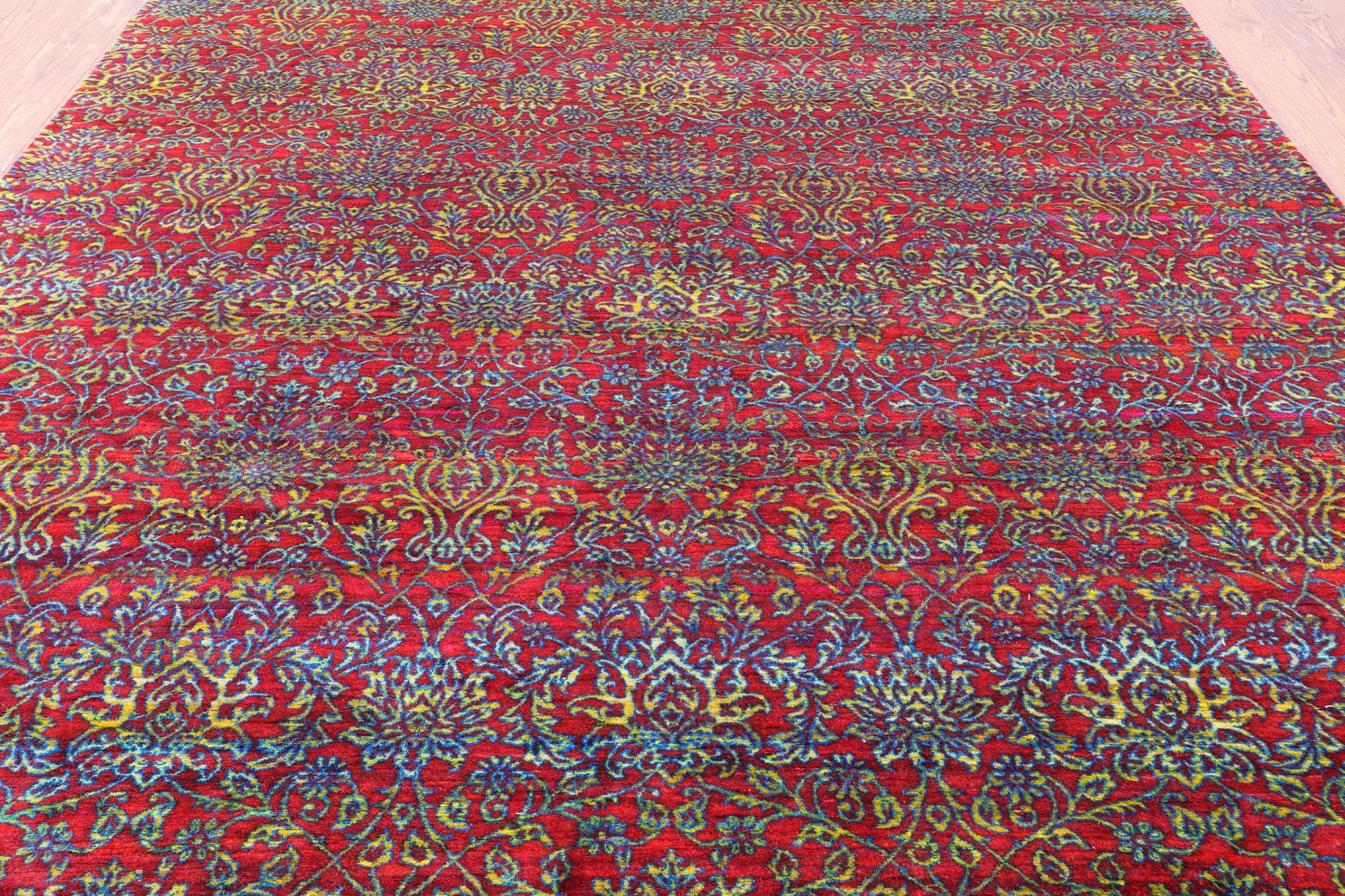 Red Persian Hand Knotted 100% Silk Rug - 7' 10" X 9' 8" - Golden Nile
